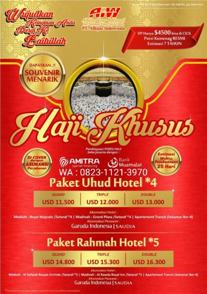 daftar paket haji plus / haji khusus