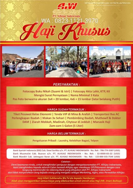 daftar paket haji plus / haji khusus